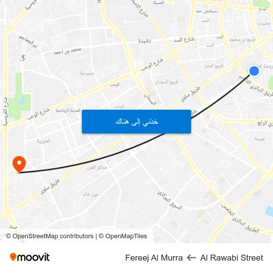 Al Rawabi Street to Fereej Al Murra map
