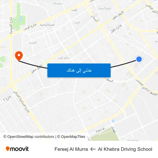 Al Khebra Driving School to Fereej Al Murra map