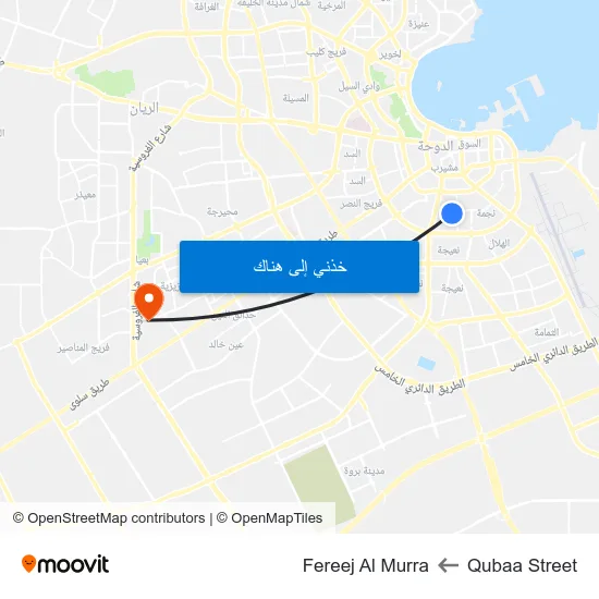 Qubaa Street to Fereej Al Murra map