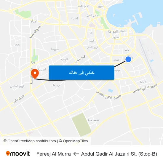 Abdul Qadir Al Jazairi St. (Stop-B) to Fereej Al Murra map