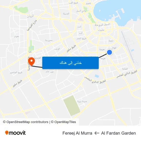 Al Fardan Garden to Fereej Al Murra map