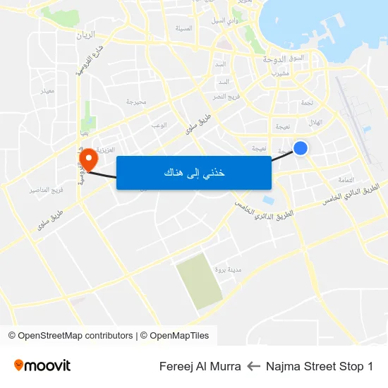 Najma Street Stop 1 to Fereej Al Murra map