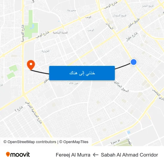 Sabah Al Ahmad Corridor to Fereej Al Murra map