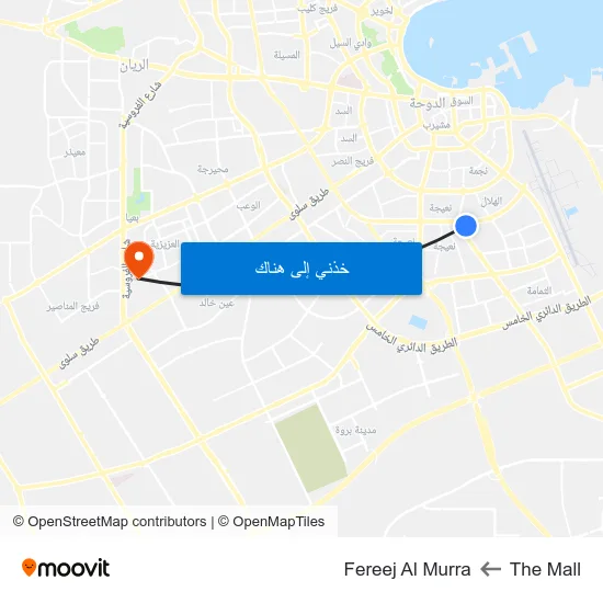 The Mall to Fereej Al Murra map
