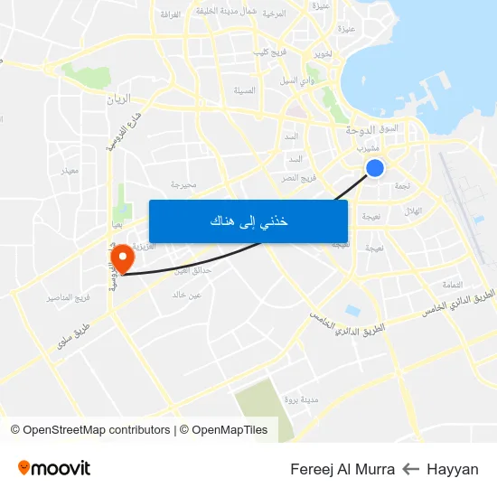 Hayyan to Fereej Al Murra map