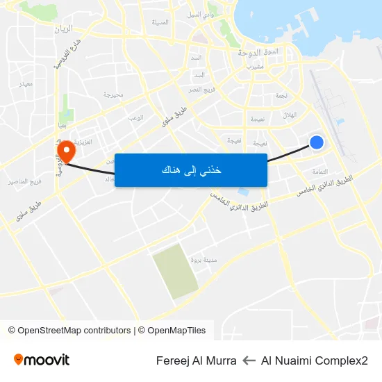 Al Nuaimi Complex2 to Fereej Al Murra map