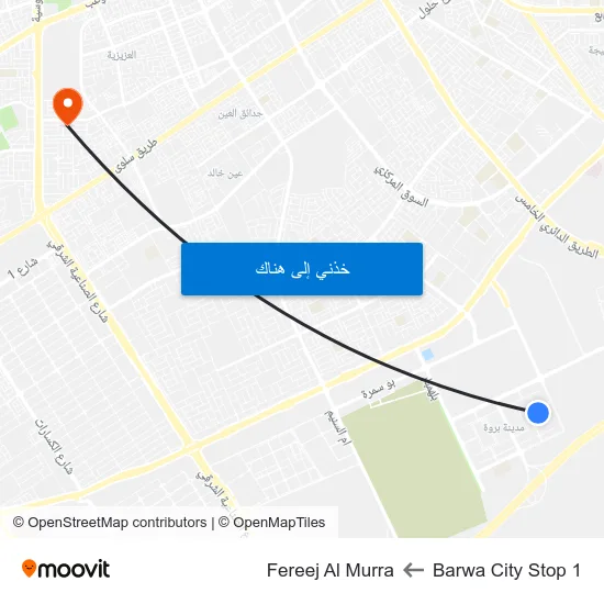 Barwa City Stop 1 to Fereej Al Murra map