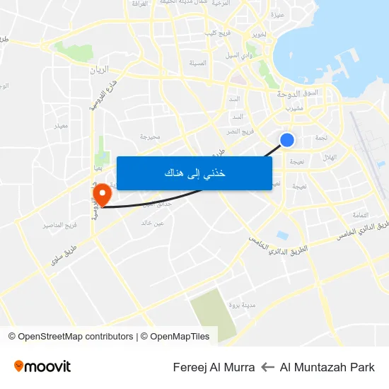 Al Muntazah Park to Fereej Al Murra map