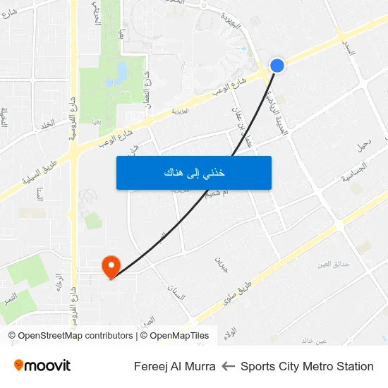 Sports City Metro Station to Fereej Al Murra map