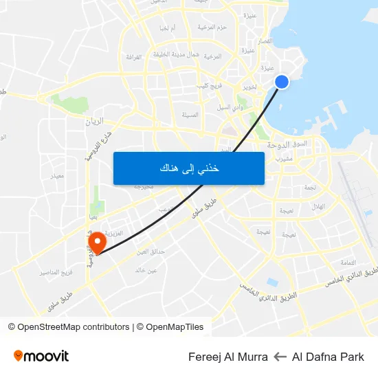 Al Dafna Park to Fereej Al Murra map
