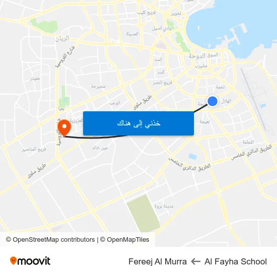 Al Fayha School to Fereej Al Murra map