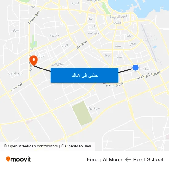 Pearl School to Fereej Al Murra map
