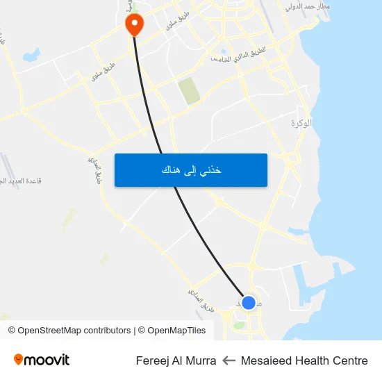 Mesaieed Health Centre to Fereej Al Murra map