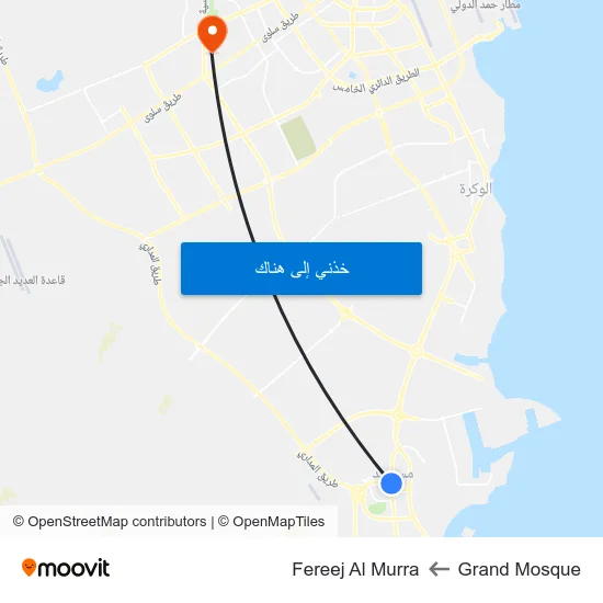 Grand Mosque to Fereej Al Murra map