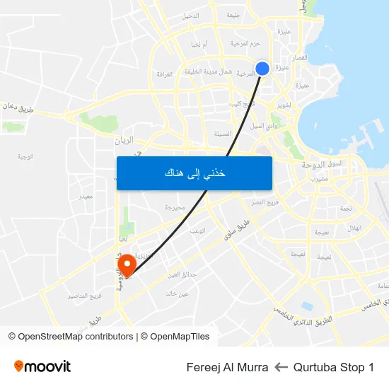 Qurtuba Stop 1 to Fereej Al Murra map