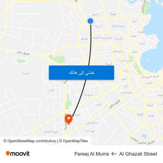 Al Ghazali Street to Fereej Al Murra map