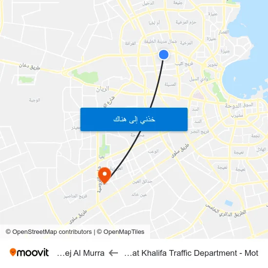 Madinat Khalifa Traffic Department - Mot to Fereej Al Murra map