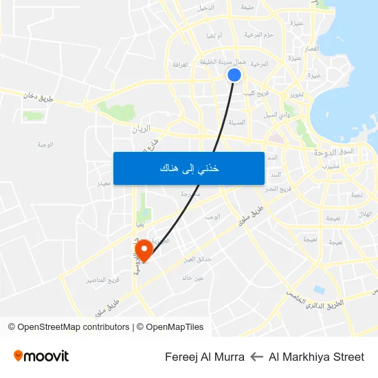 Al Markhiya Street to Fereej Al Murra map