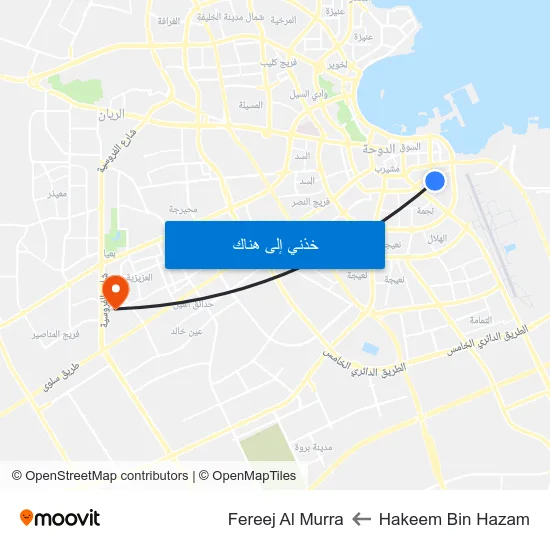 Hakeem Bin Hazam to Fereej Al Murra map