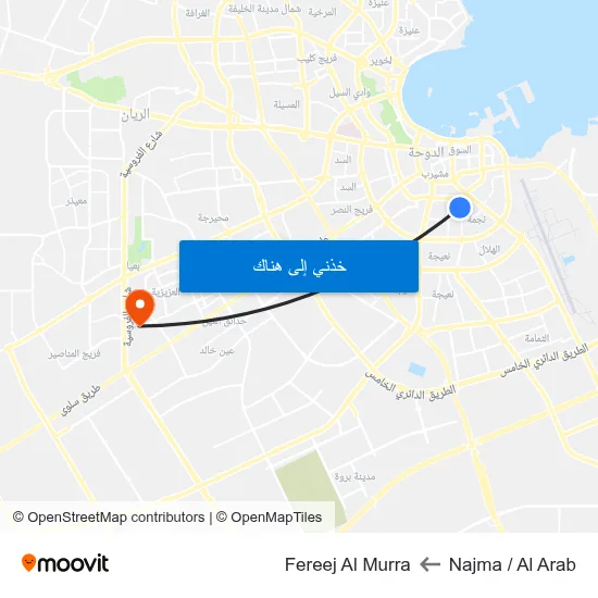 Najma / Al Arab to Fereej Al Murra map