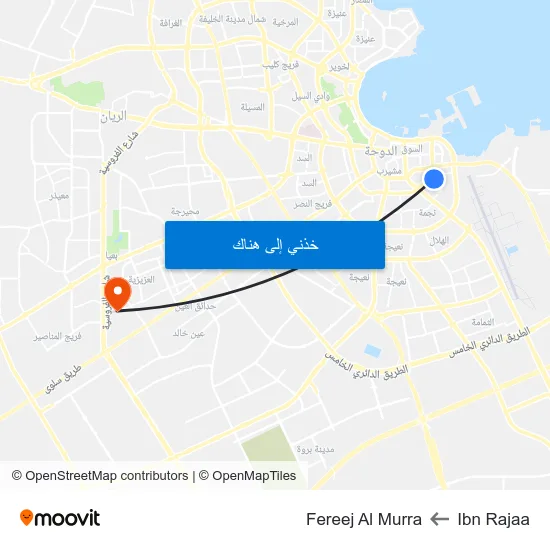 Ibn Rajaa to Fereej Al Murra map