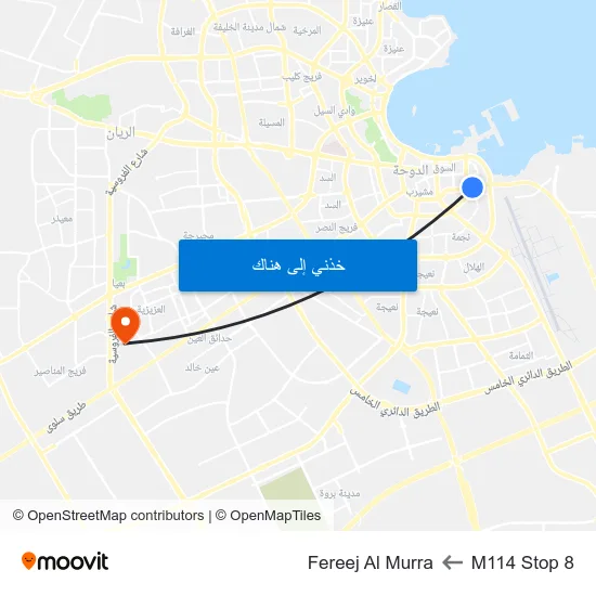 M114 Stop 8 to Fereej Al Murra map