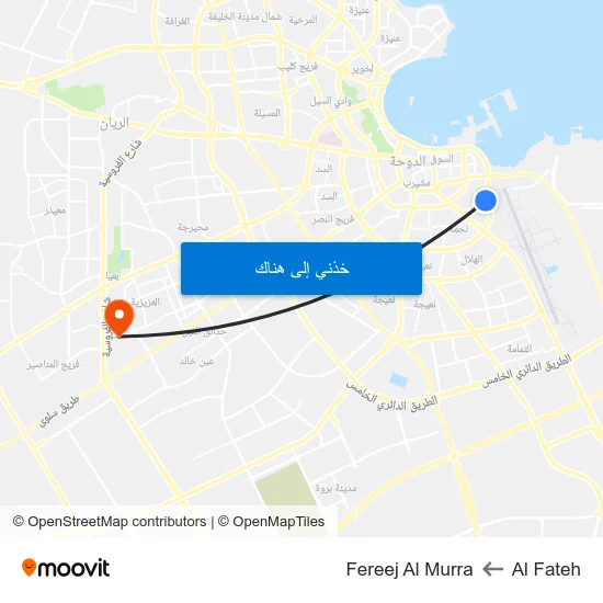 Al Fateh to Fereej Al Murra map