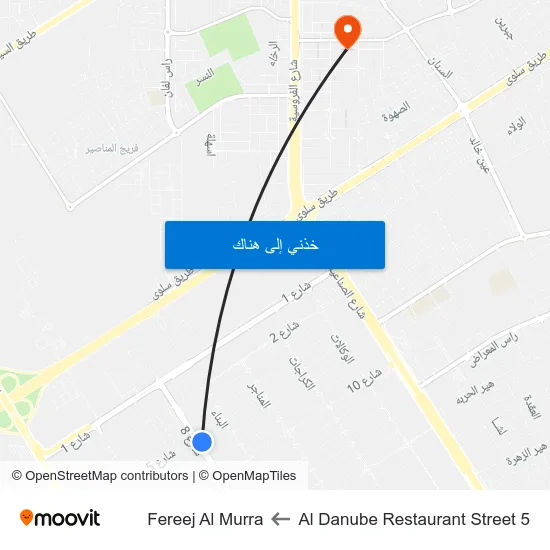 Al Danube Restaurant Street 5 to Fereej Al Murra map
