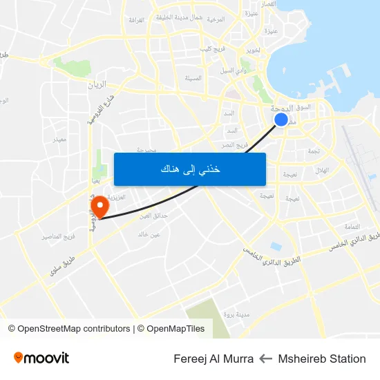 Msheireb Station to Fereej Al Murra map
