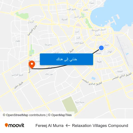 Relaxation Villages Compound to Fereej Al Murra map