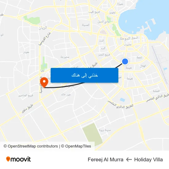 Holiday Villa to Fereej Al Murra map