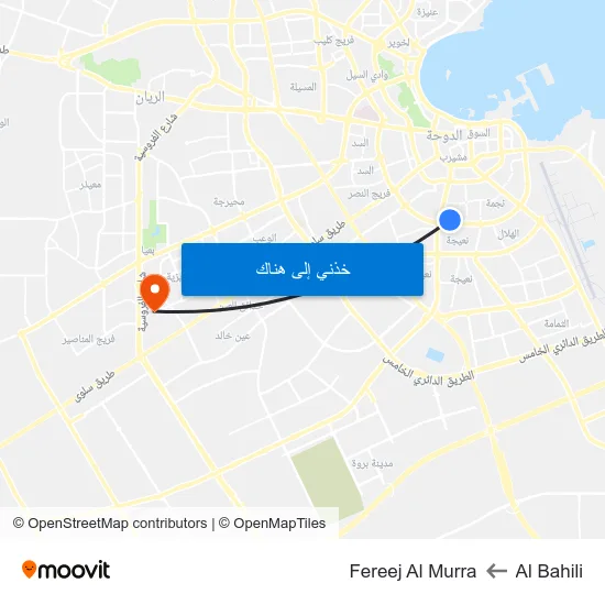 Al Bahili to Fereej Al Murra map
