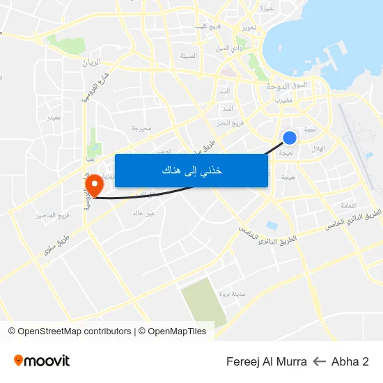 Abha 2 to Fereej Al Murra map