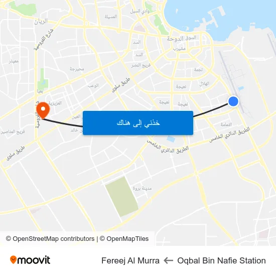 Oqbal Bin Nafie Station to Fereej Al Murra map