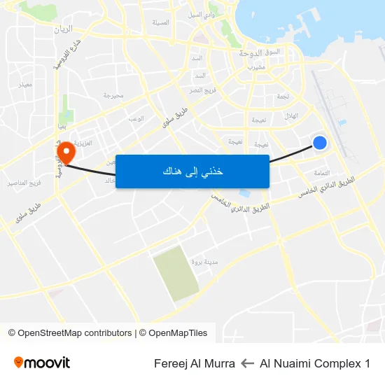 Al Nuaimi Complex 1 to Fereej Al Murra map