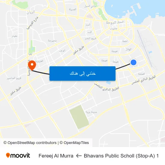 Bhavans Public Scholl (Stop-A) 1 to Fereej Al Murra map