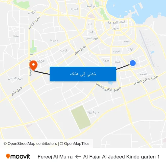 Al Fajar Al Jadeed Kindergarten 1 to Fereej Al Murra map