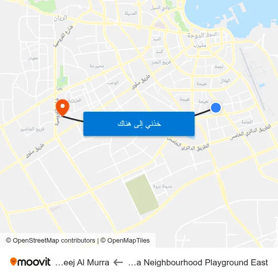 Nuaija Neighbourhood Playground East to Fereej Al Murra map