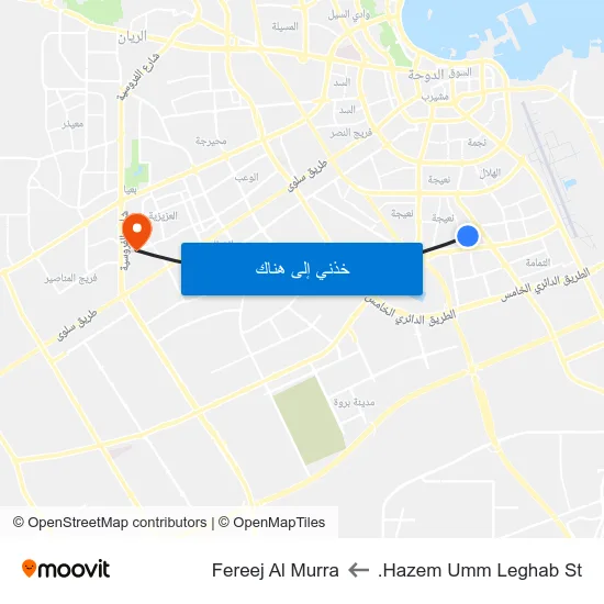 Hazem Umm Leghab St. to Fereej Al Murra map