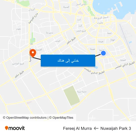 Nuwaijah Park 3 to Fereej Al Murra map