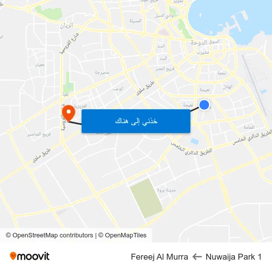 Nuwaija Park 1 to Fereej Al Murra map