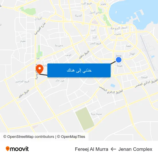 Jenan Complex to Fereej Al Murra map