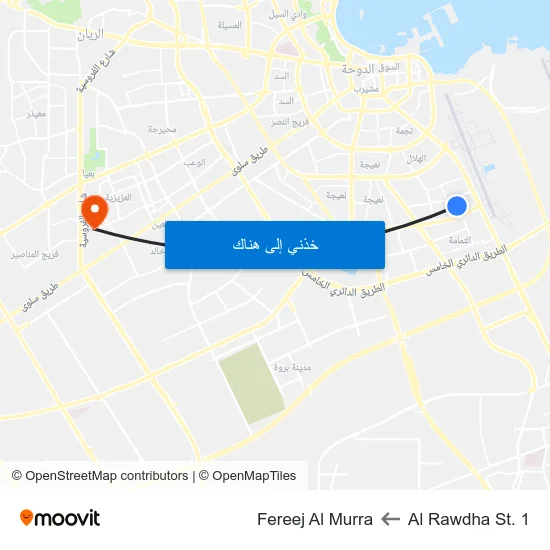 Al Rawdha St. 1 to Fereej Al Murra map