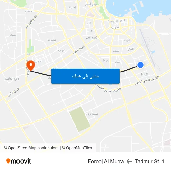 Tadmur St. 1 to Fereej Al Murra map