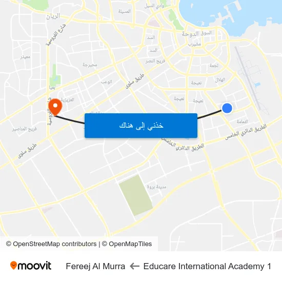 Educare International Academy 1 to Fereej Al Murra map