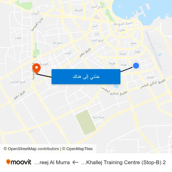 Al Khallej Training Centre (Stop-B) 2 to Fereej Al Murra map