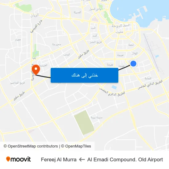 Al Emadi Compound. Old Airport to Fereej Al Murra map