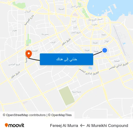Al Mureikhi Compound to Fereej Al Murra map