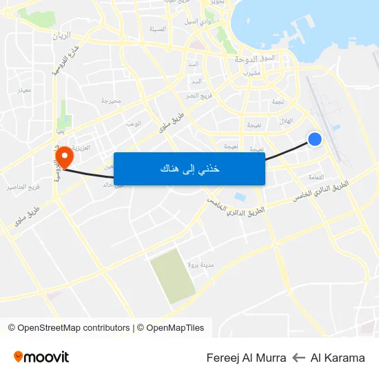 Al Karama to Fereej Al Murra map