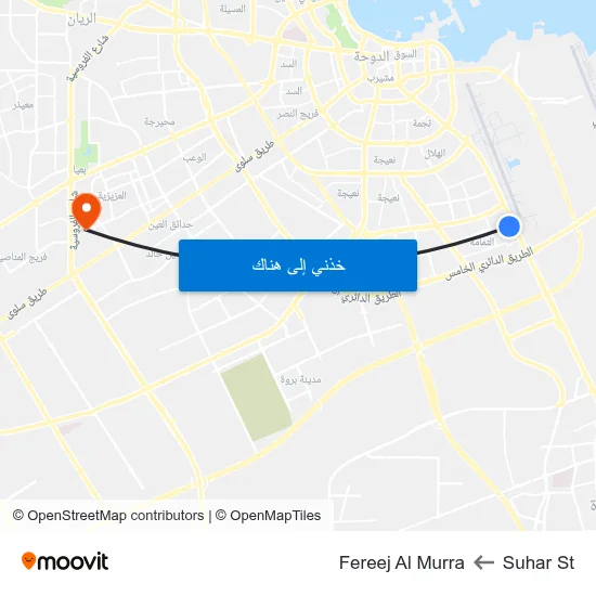 Suhar St to Fereej Al Murra map